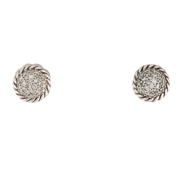 DAVID YURMAN DIAMOND STERLING SILVER & 14K GOLD CHATELAINE STUD EARRINGS - Picture 2 of 9